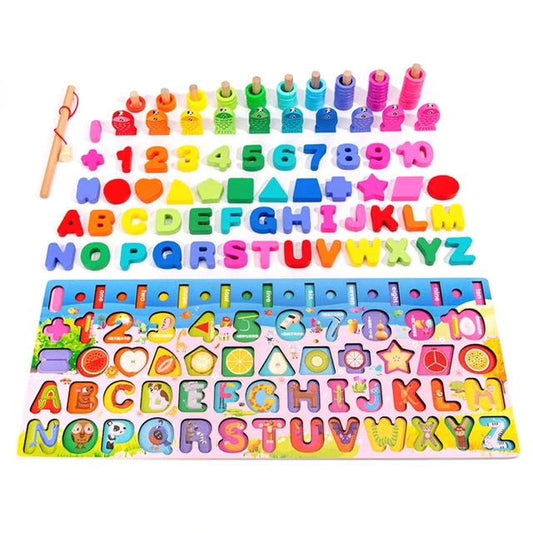 Planche pédagogique en bois Montessori 7 en 1 – 135 pièces